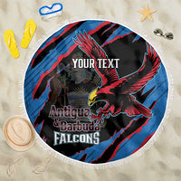 Custom Antigua and Barbuda Cricket Beach Blanket Go Champions Falcons