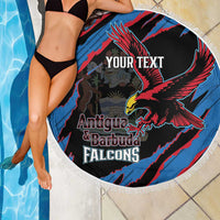 Custom Antigua and Barbuda Cricket Beach Blanket Go Champions Falcons