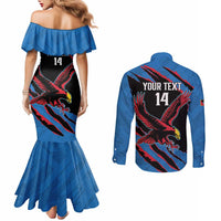 Custom Antigua and Barbuda Cricket Couples Matching Mermaid Dress and Long Sleeve Button Shirt Go Champions Falcons