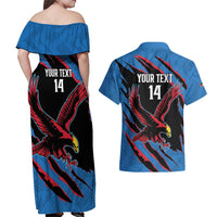 Custom Antigua and Barbuda Cricket Couples Matching Off Shoulder Maxi Dress and Hawaiian Shirt Go Champions Falcons