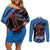 Custom Antigua and Barbuda Cricket Couples Matching Off Shoulder Short Dress and Long Sleeve Button Shirt Go Champions Falcons