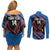 Custom Antigua and Barbuda Cricket Couples Matching Off Shoulder Short Dress and Long Sleeve Button Shirt Go Champions Falcons