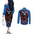 Custom Antigua and Barbuda Cricket Couples Matching Off The Shoulder Long Sleeve Dress and Long Sleeve Button Shirt Go Champions Falcons