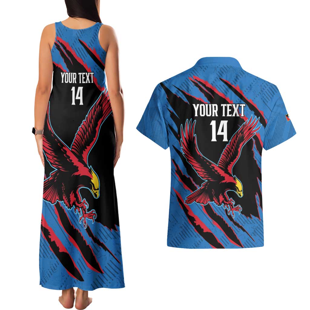 Custom Antigua and Barbuda Cricket Couples Matching Tank Maxi Dress and Hawaiian Shirt Go Champions Falcons