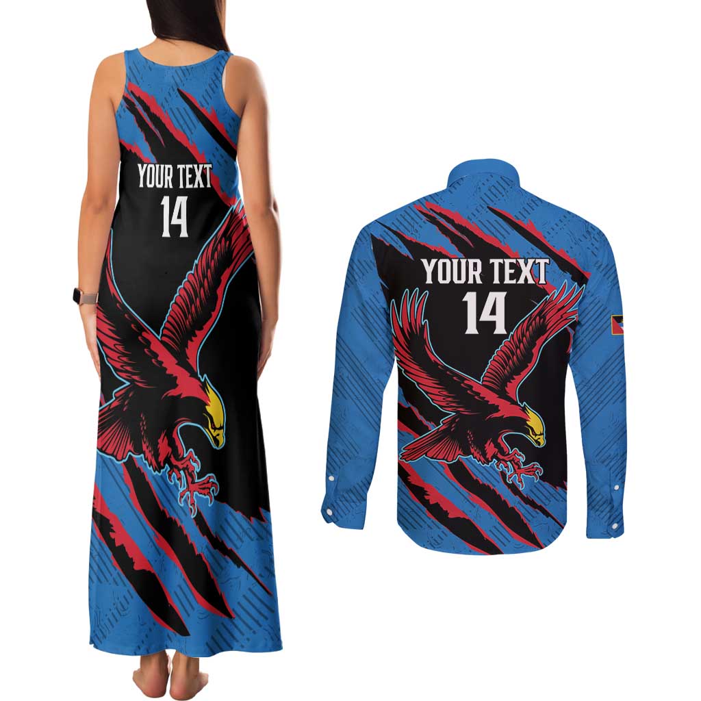 Custom Antigua and Barbuda Cricket Couples Matching Tank Maxi Dress and Long Sleeve Button Shirt Go Champions Falcons