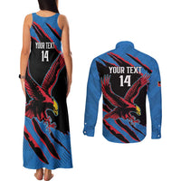 Custom Antigua and Barbuda Cricket Couples Matching Tank Maxi Dress and Long Sleeve Button Shirt Go Champions Falcons