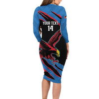 Custom Antigua and Barbuda Cricket Family Matching Long Sleeve Bodycon Dress and Hawaiian Shirt Go Champions Falcons