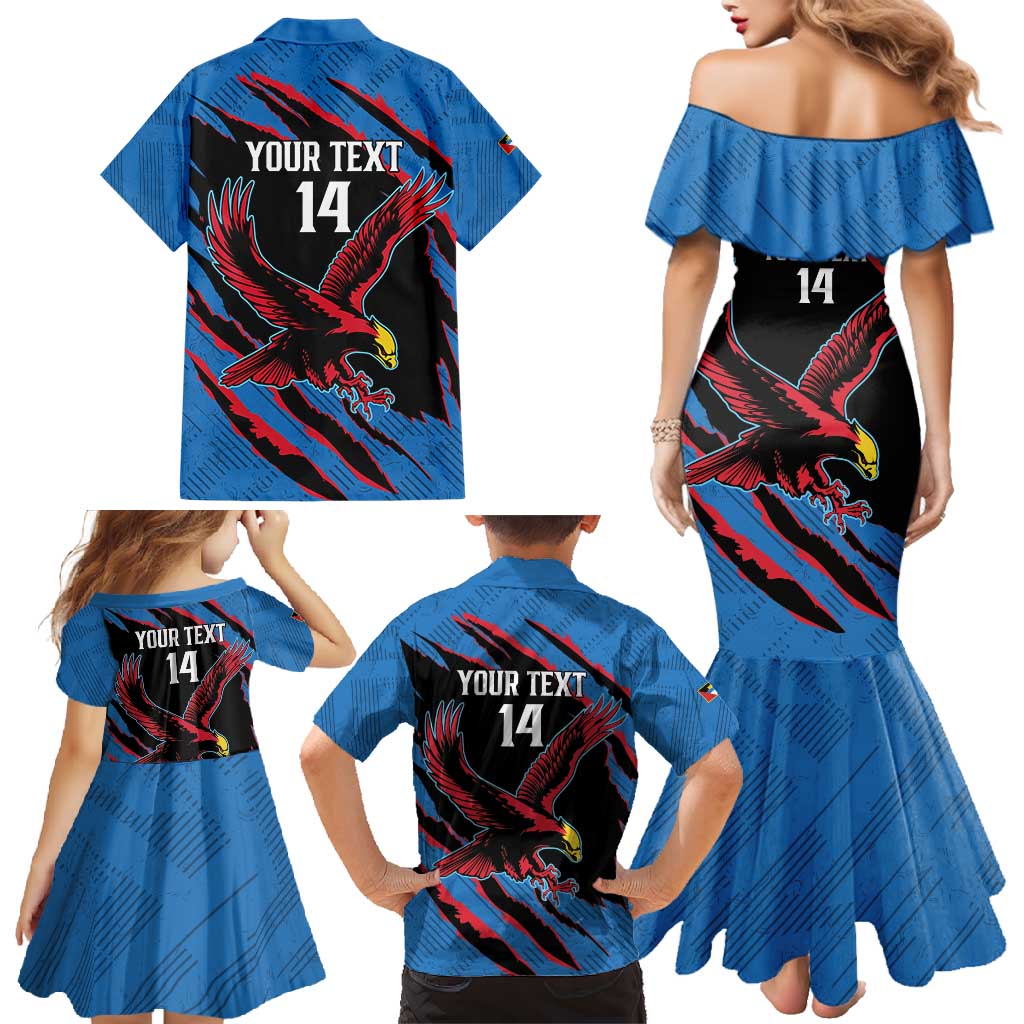 Custom Antigua and Barbuda Cricket Family Matching Mermaid Dress and Hawaiian Shirt Go Champions Falcons