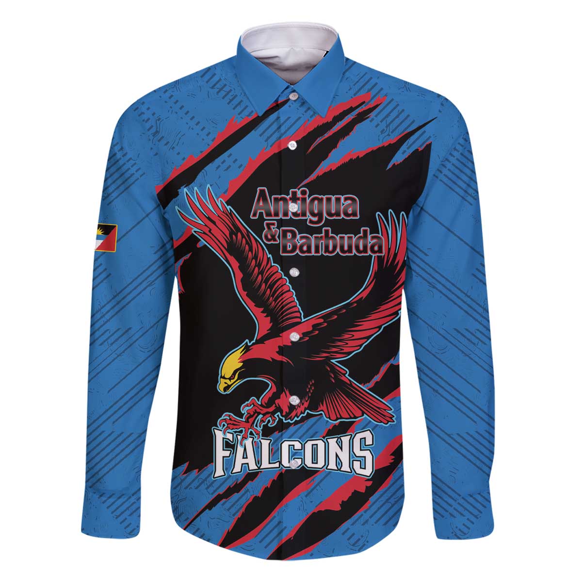 Custom Antigua and Barbuda Cricket Family Matching Off The Shoulder Long Sleeve Dress and Hawaiian Shirt Go Champions Falcons