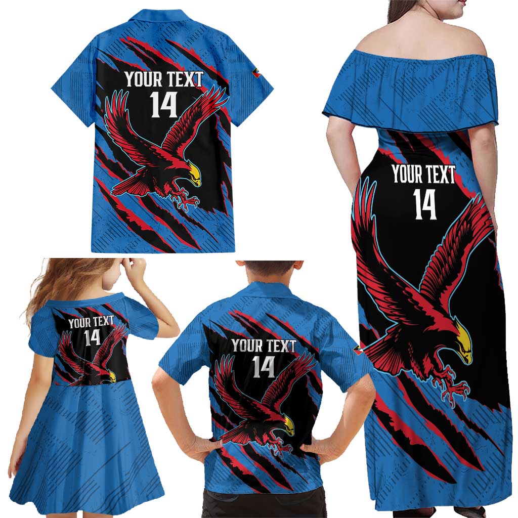 Custom Antigua and Barbuda Cricket Family Matching Off Shoulder Maxi Dress and Hawaiian Shirt Go Champions Falcons