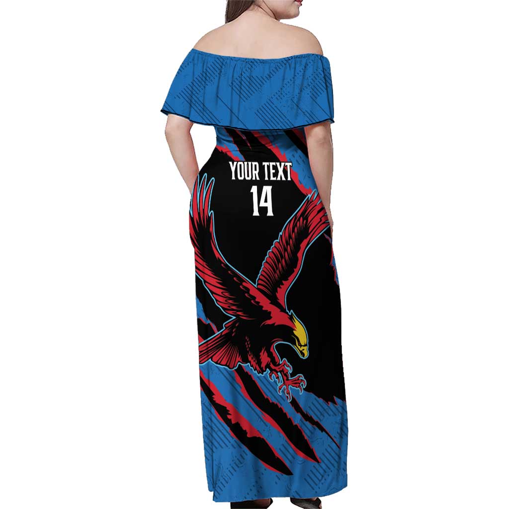 Custom Antigua and Barbuda Cricket Family Matching Off Shoulder Maxi Dress and Hawaiian Shirt Go Champions Falcons