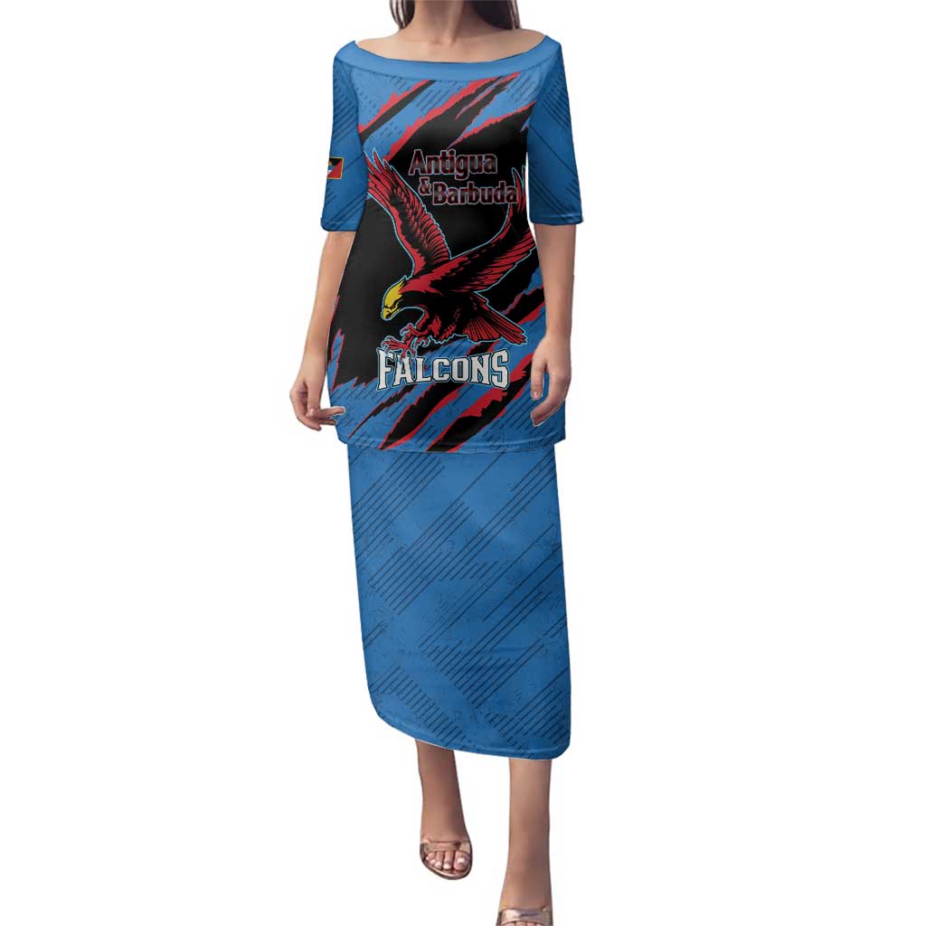 Custom Antigua and Barbuda Cricket Family Matching Puletasi and Hawaiian Shirt Go Champions Falcons