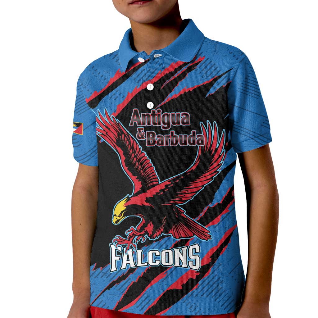 Custom Antigua and Barbuda Cricket Kid Polo Shirt Go Champions Falcons