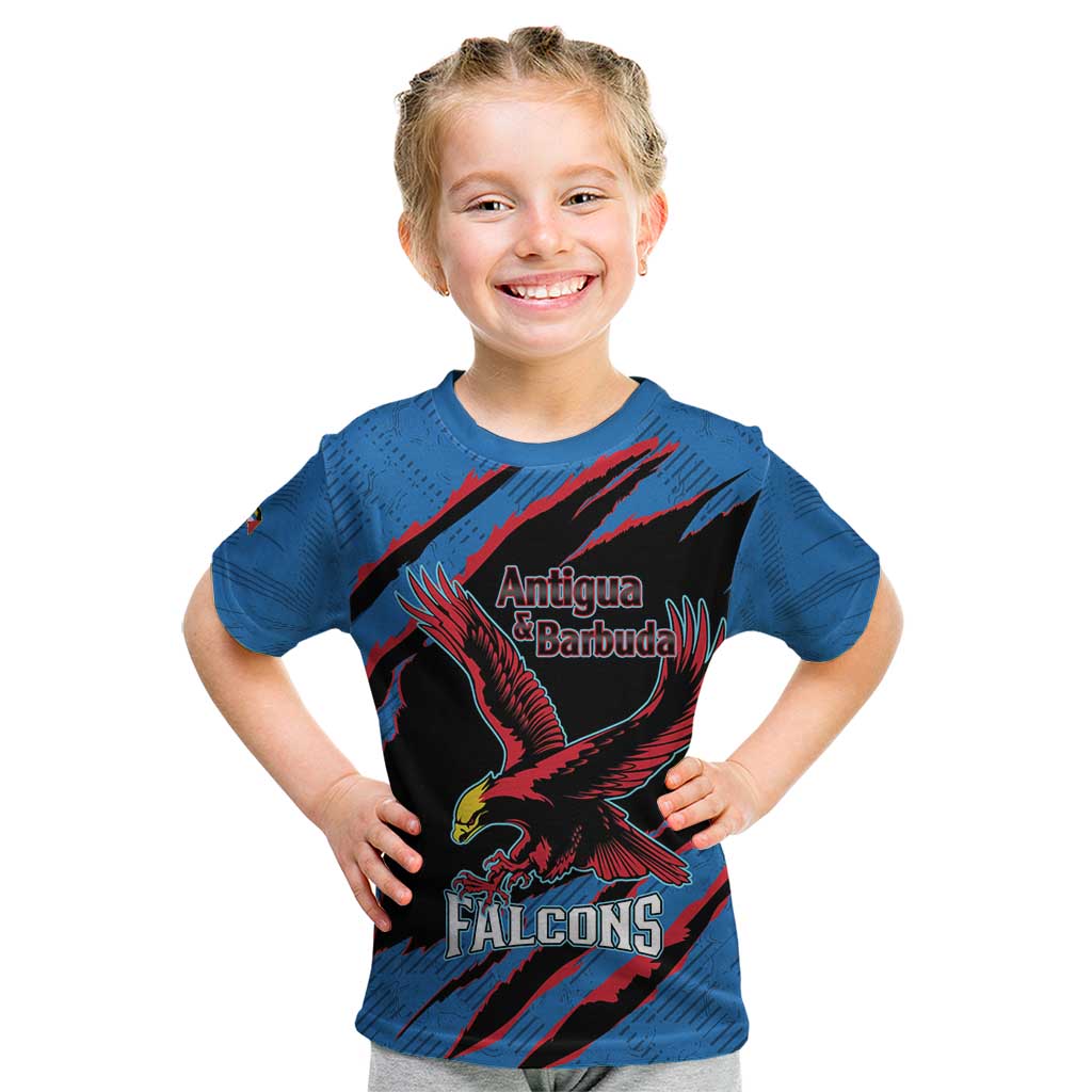 Custom Antigua and Barbuda Cricket Kid T Shirt Go Champions Falcons