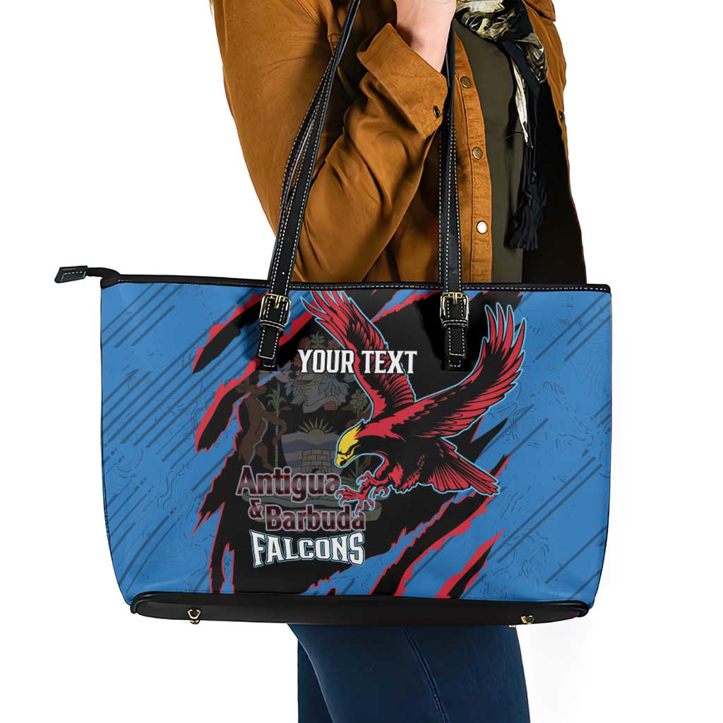 Custom Antigua and Barbuda Cricket Leather Tote Bag Go Champions Falcons