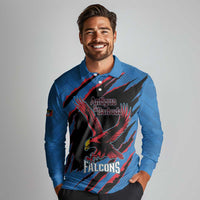Custom Antigua and Barbuda Cricket Long Sleeve Polo Shirt Go Champions Falcons