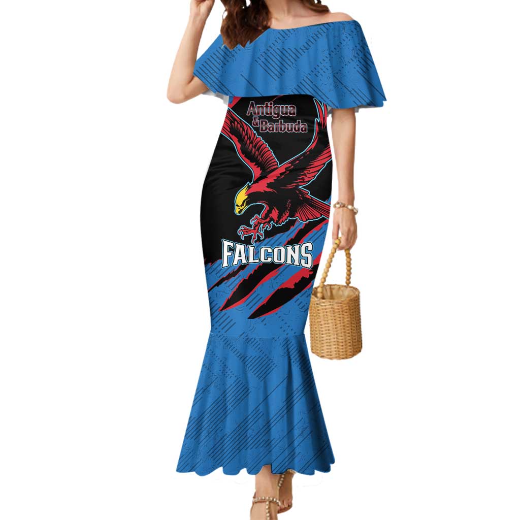 Custom Antigua and Barbuda Cricket Mermaid Dress Go Champions Falcons