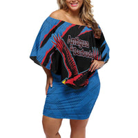 Custom Antigua and Barbuda Cricket Off Shoulder Short Dress Go Champions Falcons
