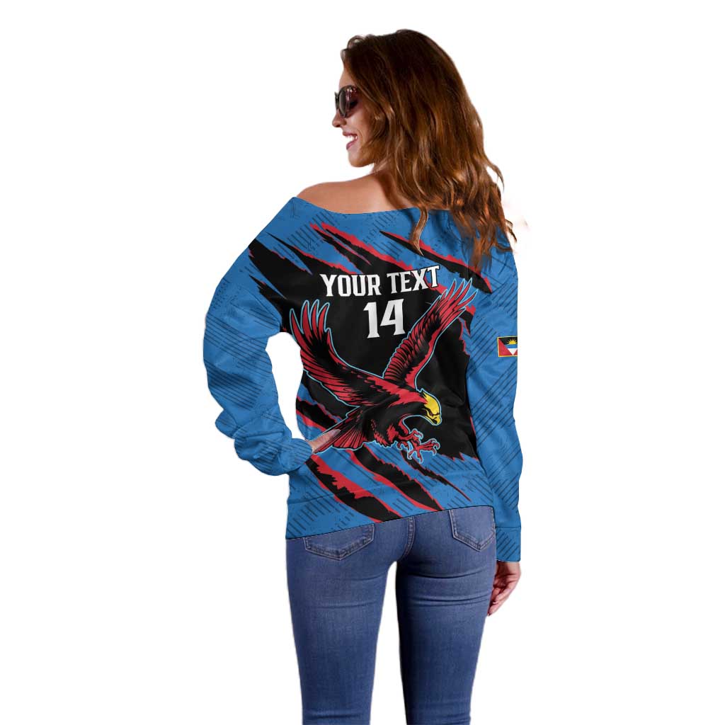 Custom Antigua and Barbuda Cricket Off Shoulder Sweater Go Champions Falcons