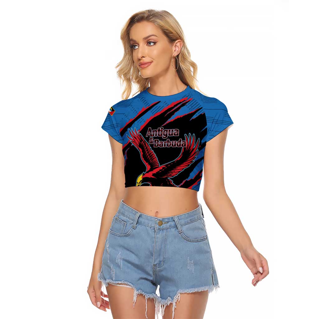 Custom Antigua and Barbuda Cricket Raglan Cropped T Shirt Go Champions Falcons