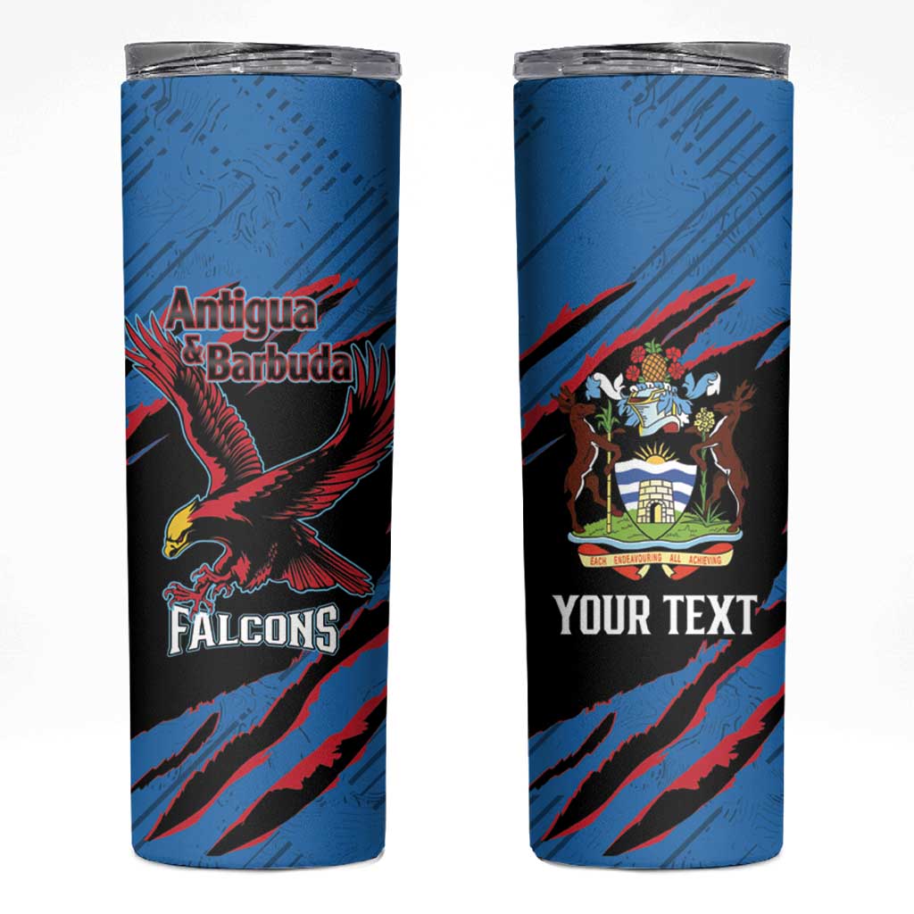 Custom Antigua and Barbuda Cricket Skinny Tumbler Go Champions Falcons