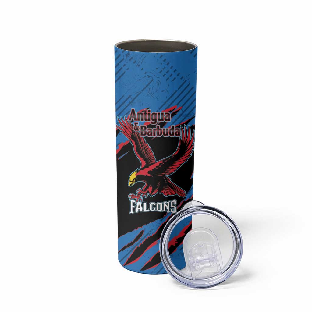 Custom Antigua and Barbuda Cricket Skinny Tumbler Go Champions Falcons