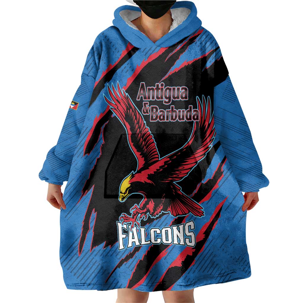 Custom Antigua and Barbuda Cricket Wearable Blanket Hoodie Go Champions Falcons