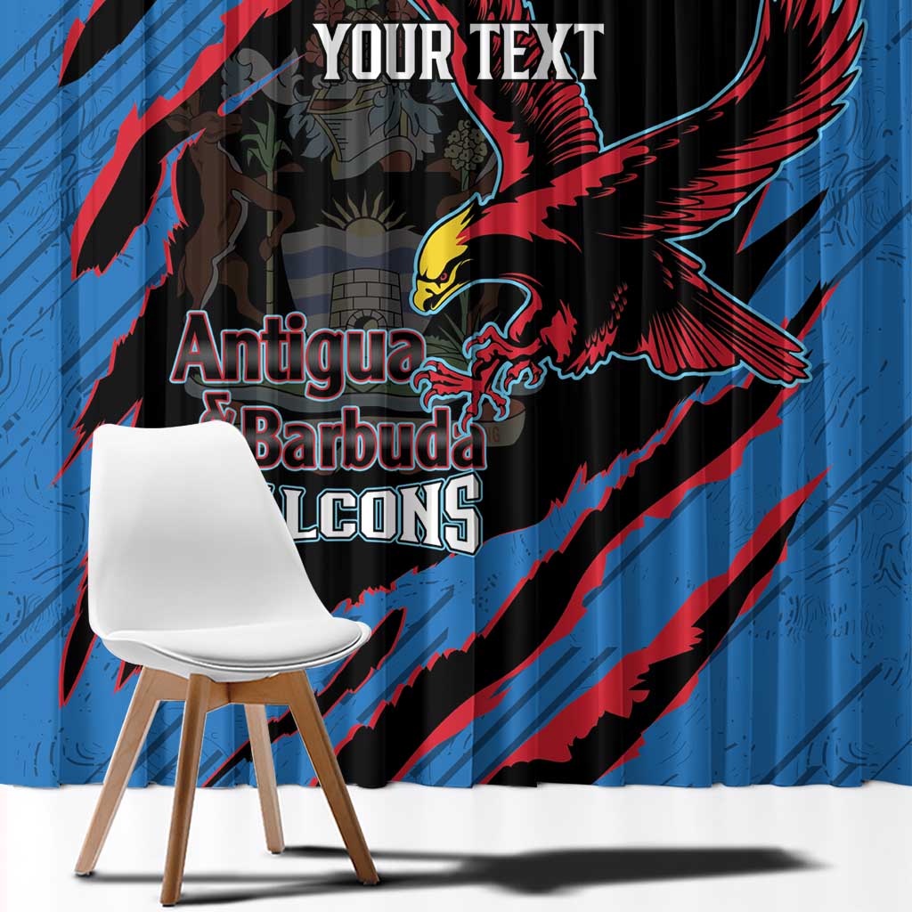 Custom Antigua and Barbuda Cricket Window Curtain Go Champions Falcons
