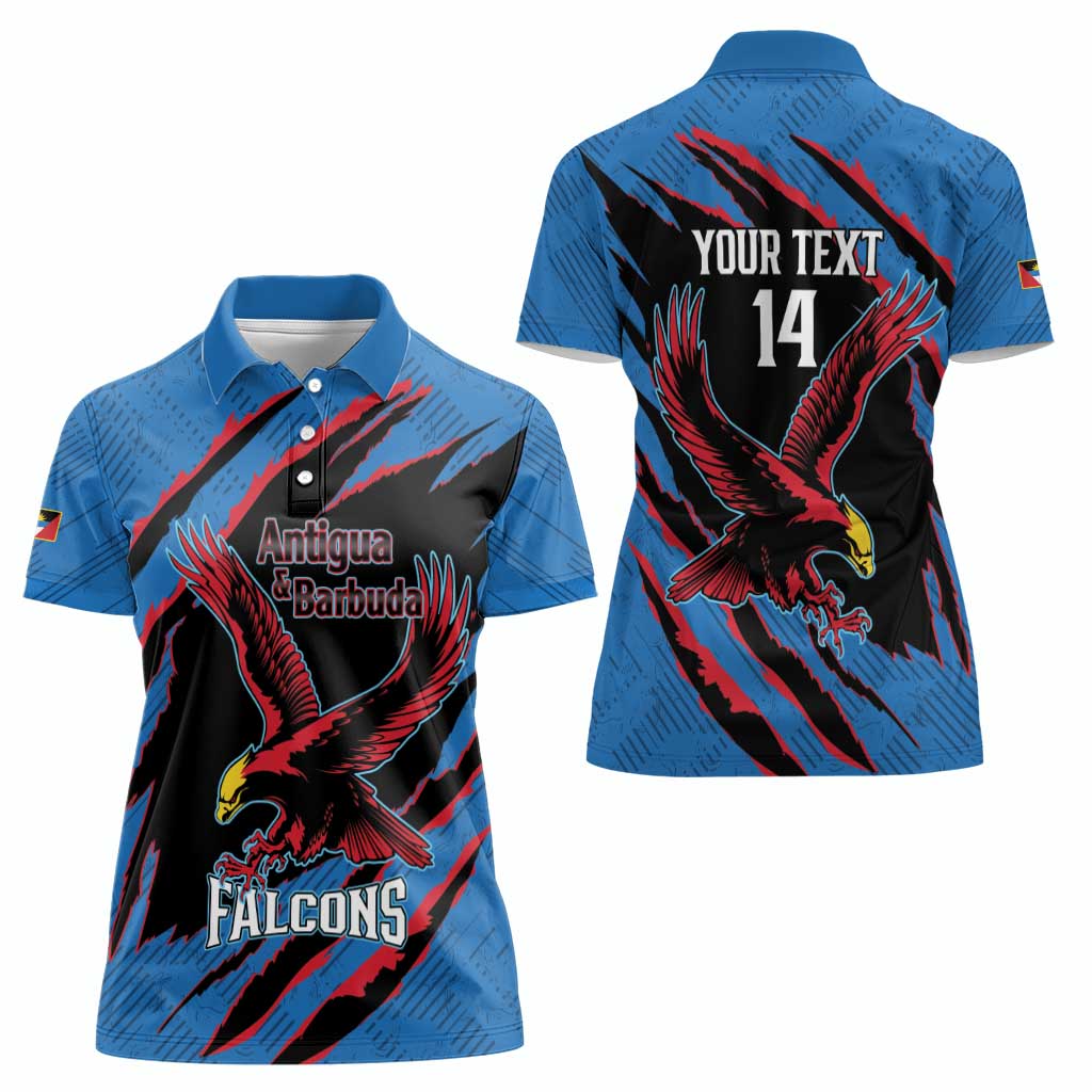 Custom Antigua and Barbuda Cricket Women Polo Shirt Go Champions Falcons