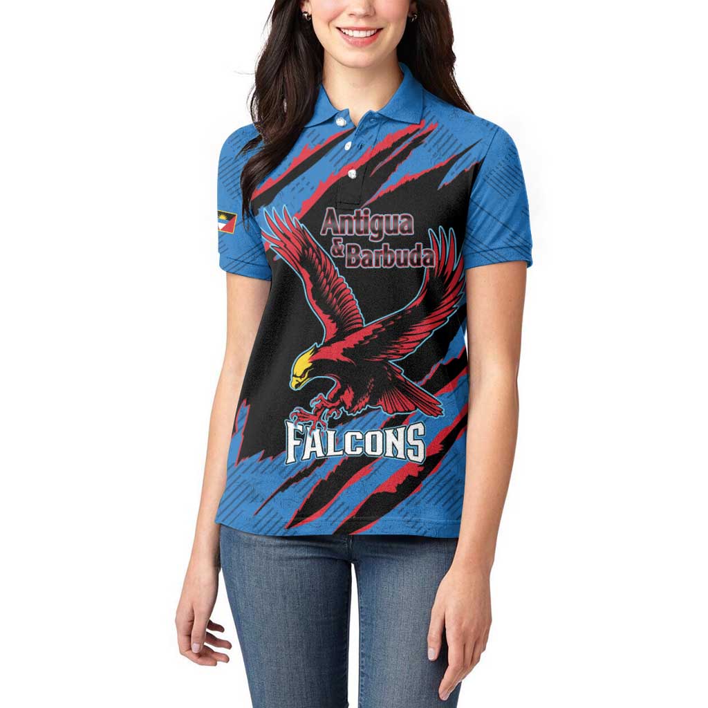 Custom Antigua and Barbuda Cricket Women Polo Shirt Go Champions Falcons