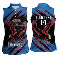 Custom Antigua and Barbuda Cricket Women Sleeveless Polo Shirt Go Champions Falcons