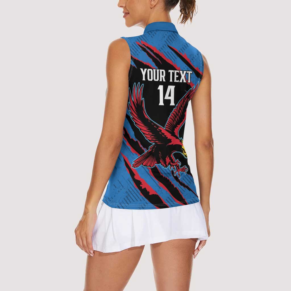 Custom Antigua and Barbuda Cricket Women Sleeveless Polo Shirt Go Champions Falcons