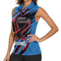 Custom Antigua and Barbuda Cricket Women Sleeveless Polo Shirt Go Champions Falcons