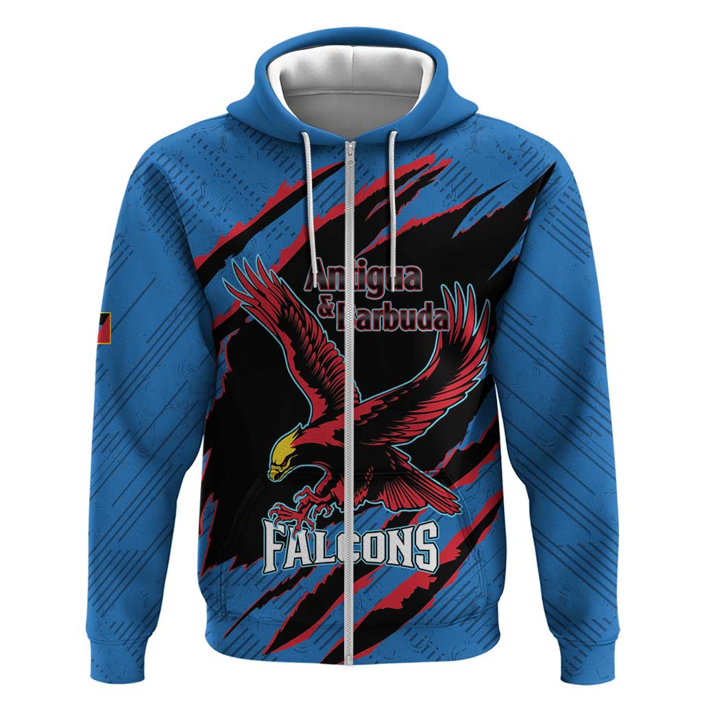 Custom Antigua and Barbuda Cricket Zip Hoodie Go Champions Falcons