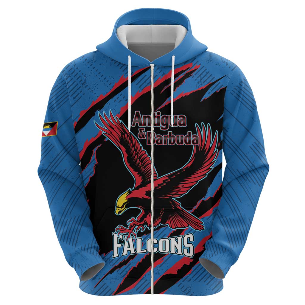 Custom Antigua and Barbuda Cricket Zip Hoodie Go Champions Falcons