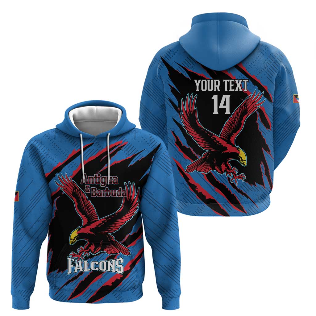 Custom Antigua and Barbuda Cricket Zip Hoodie Go Champions Falcons