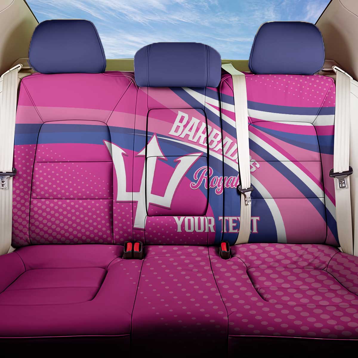 Custom Barbados Royals Cricket Back Car Seat Cover Go Champions Tridents Pink Version