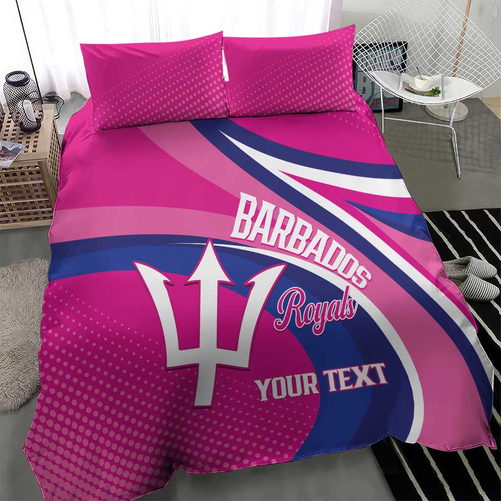 Custom Barbados Royals Cricket Bedding Set Go Champions Tridents Pink Version