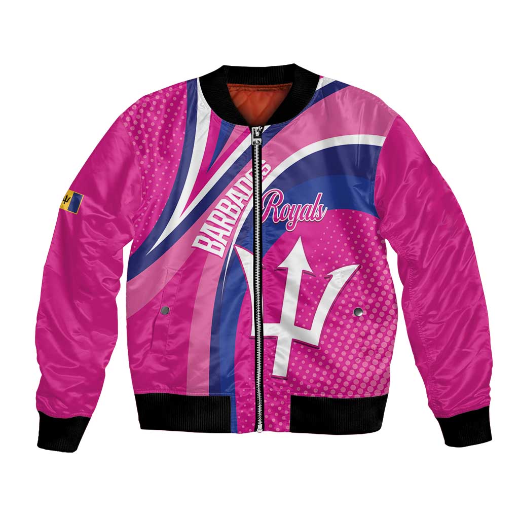 Custom Barbados Royals Cricket Bomber Jacket Go Champions Tridents Pink Version