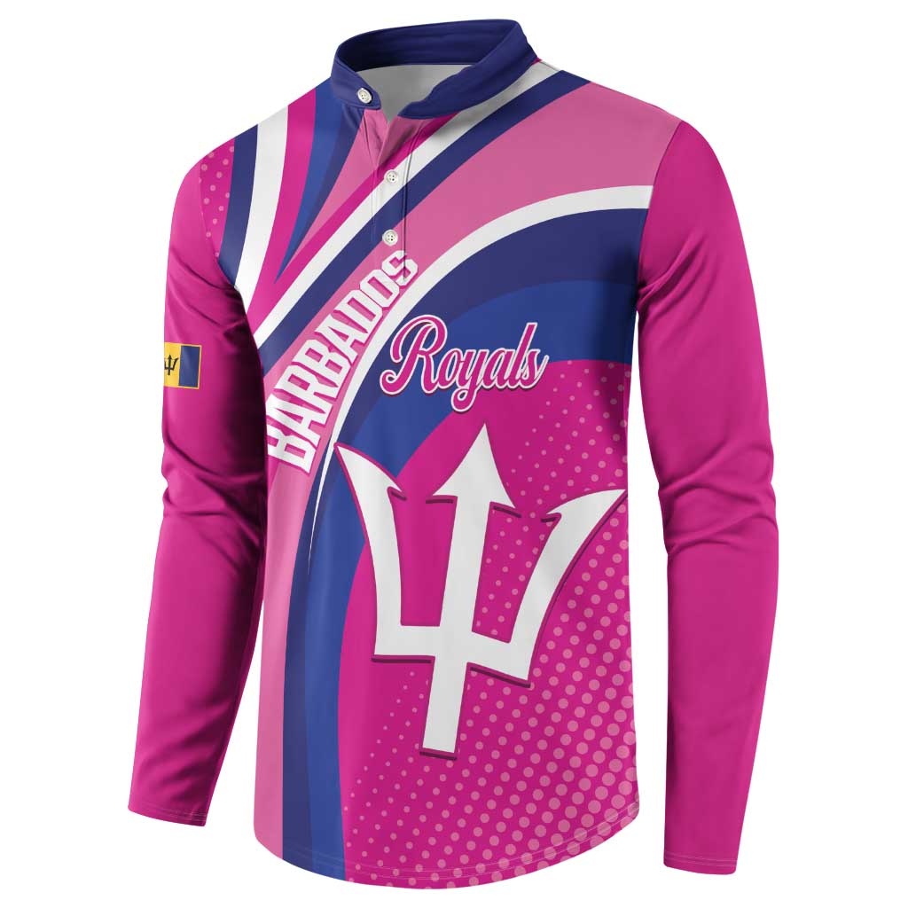 Custom Barbados Royals Cricket Button Sweatshirt Go Champions Tridents Pink Version