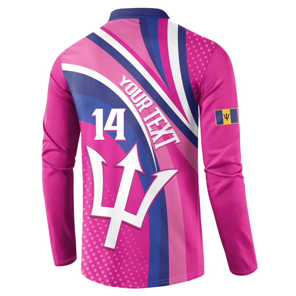 Custom Barbados Royals Cricket Button Sweatshirt Go Champions Tridents Pink Version