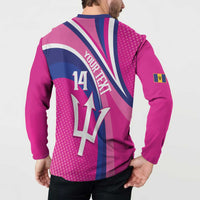 Custom Barbados Royals Cricket Button Sweatshirt Go Champions Tridents Pink Version