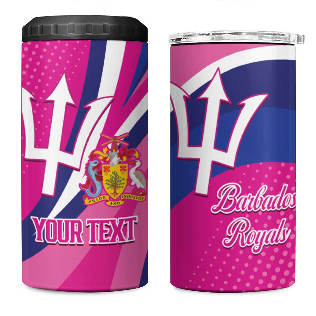 Custom Barbados Royals Cricket 4 in 1 Can Cooler Tumbler Go Champions Tridents Pink Version