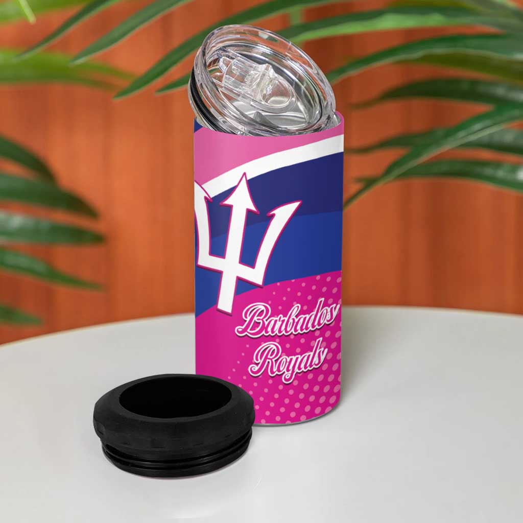 Custom Barbados Royals Cricket 4 in 1 Can Cooler Tumbler Go Champions Tridents Pink Version