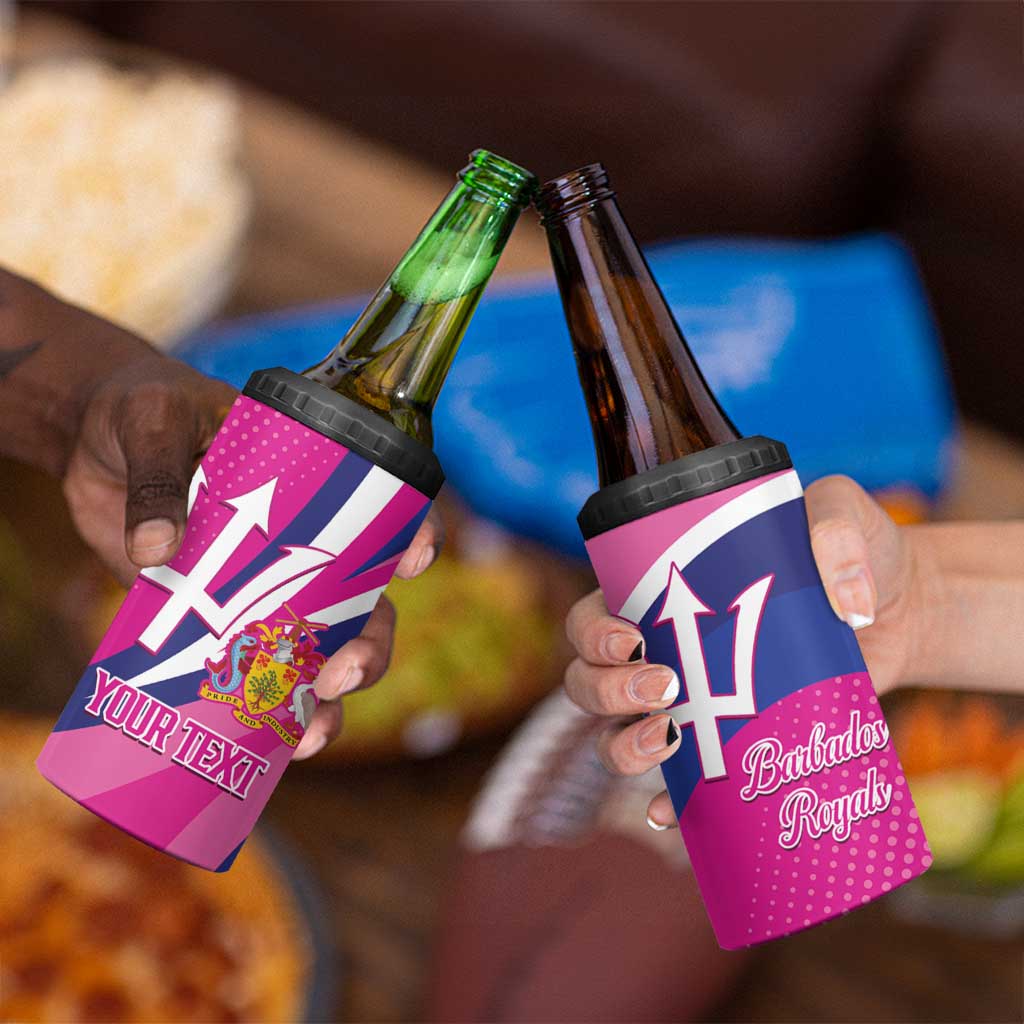 Custom Barbados Royals Cricket 4 in 1 Can Cooler Tumbler Go Champions Tridents Pink Version