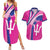 Custom Barbados Royals Cricket Couples Matching Summer Maxi Dress and Hawaiian Shirt Go Champions Tridents Pink Version