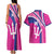 Custom Barbados Royals Cricket Couples Matching Tank Maxi Dress and Hawaiian Shirt Go Champions Tridents Pink Version