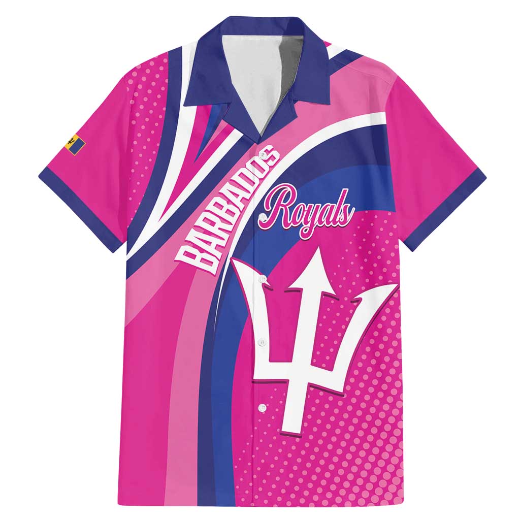 Custom Barbados Royals Cricket Family Matching Mermaid Dress and Hawaiian Shirt Go Champions Tridents Pink Version