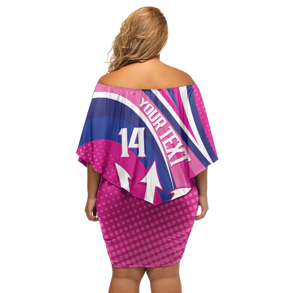 Custom Barbados Royals Cricket Family Matching Off Shoulder Short Dress and Hawaiian Shirt Go Champions Tridents Pink Version