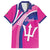 Custom Barbados Royals Cricket Family Matching Puletasi and Hawaiian Shirt Go Champions Tridents Pink Version